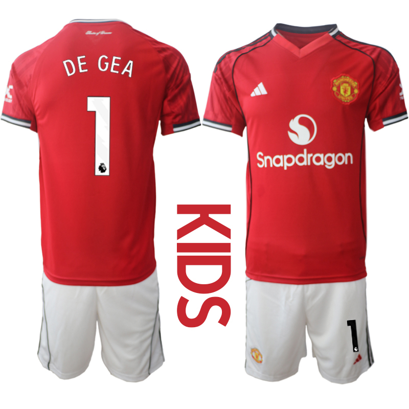 Youth 2025-2026 Club Manchester United home Red #1 Soccer Jersey